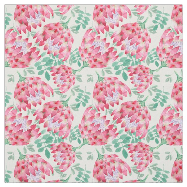 Watercolor Protea Fabric (Swatch)