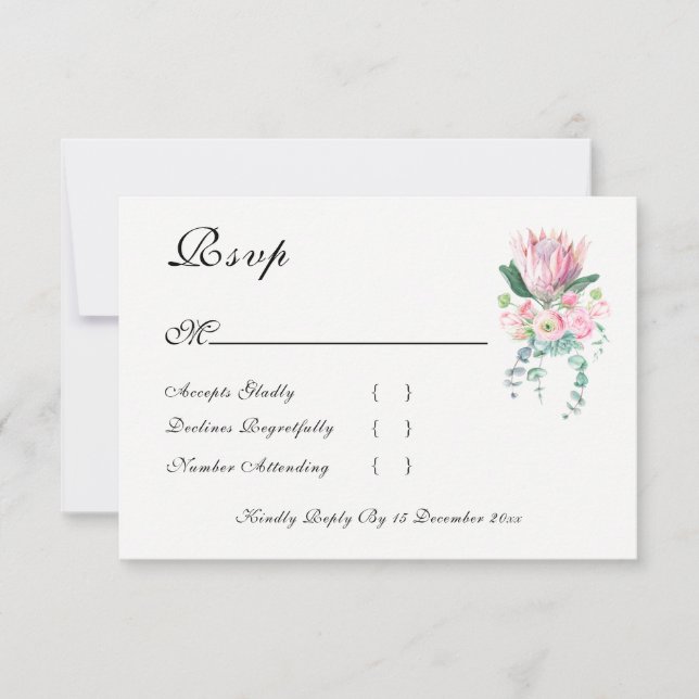 Watercolor Protea RSVP Cards (Front)