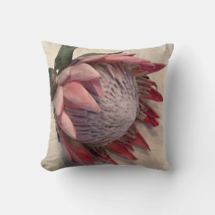 Watercolor Protea  Throw Pillow