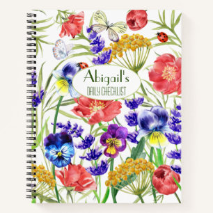 Watercolor Provence Colourful Field Wild Flowers Notebook
