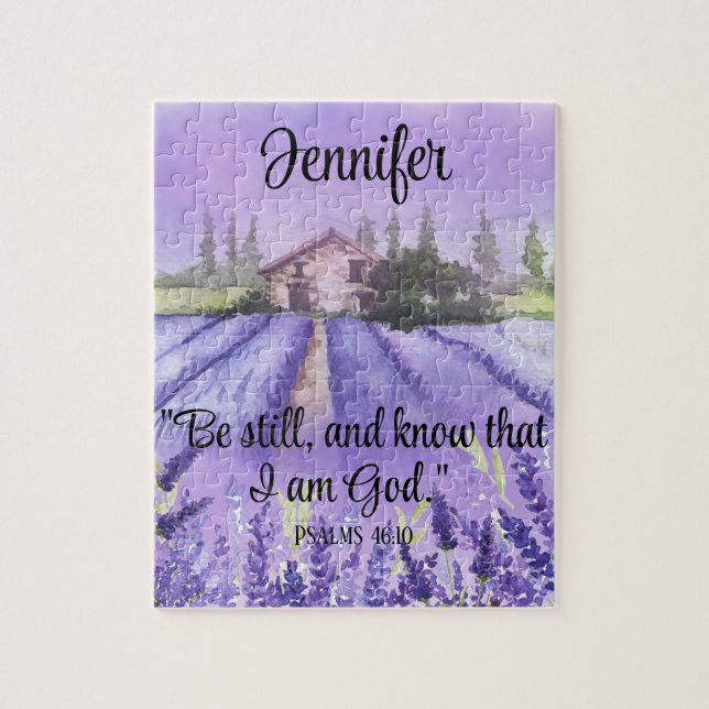 Watercolor Provence Lavender Field Scripture Faith Jigsaw Puzzle (Vertical)
