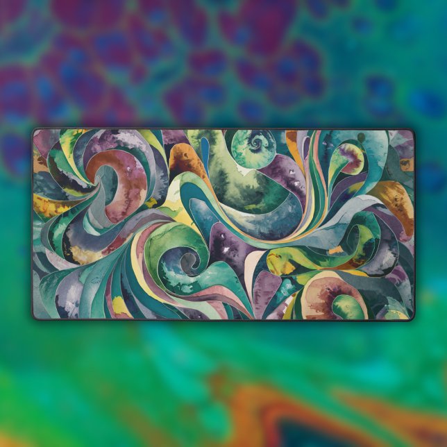 Watercolor Psychedelic Intricate Patterns Desk Mat (Creator Uploaded)