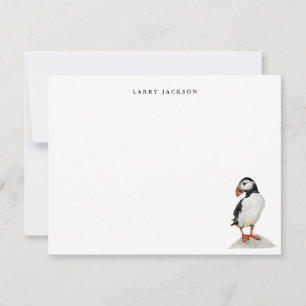 Watercolor Puffin Bird Personalized Flat Card