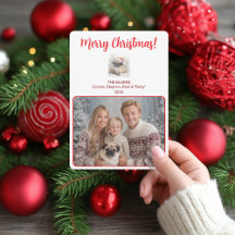 Watercolor Pug Illustration Merry Christmas Family