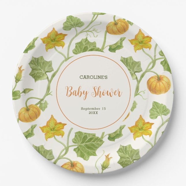 watercolor pumkin pattern paper plate (Front)
