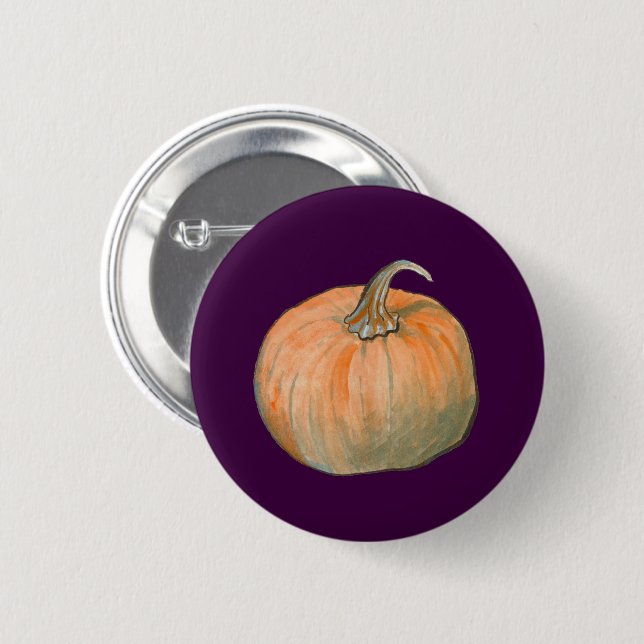 Watercolor Pumpkin 2 Inch Round Button (Front & Back)
