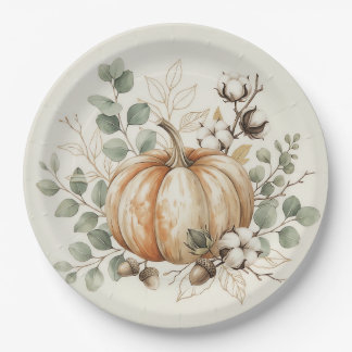 Watercolor Pumpkin and Harvest Plate