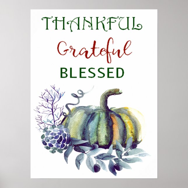 Watercolor Pumpkin Art Print Poster (Front)