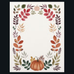Watercolor Pumpkin & Autumn Leaves   Letterhead<br><div class="desc">Watercolor pumpkins and autumn leaves letterhead</div>