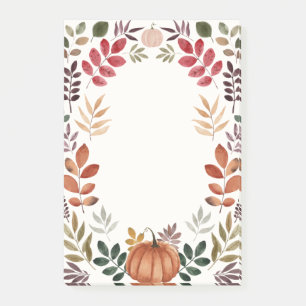 Watercolor Pumpkin & Autumn Leaves  Post-it Notes