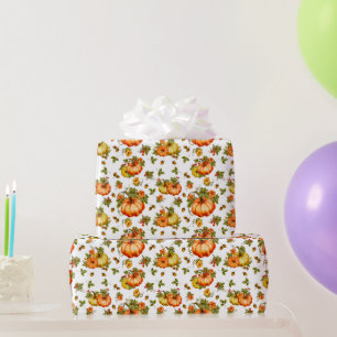 Watercolor Pumpkin Autumn Pattern Wrapping Paper