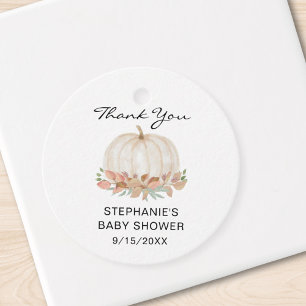 Watercolor Pumpkin Baby Shower Thank You  Favour Tags