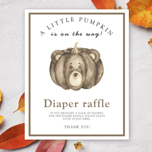 Watercolor pumpkin bear - diaper raffle poster (Creator Uploaded)