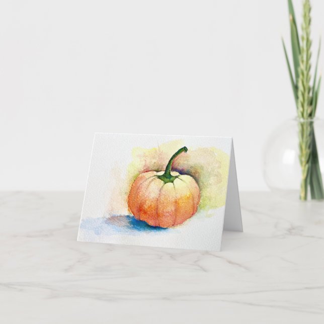 Watercolor Pumpkin Blank Note Card (Front)