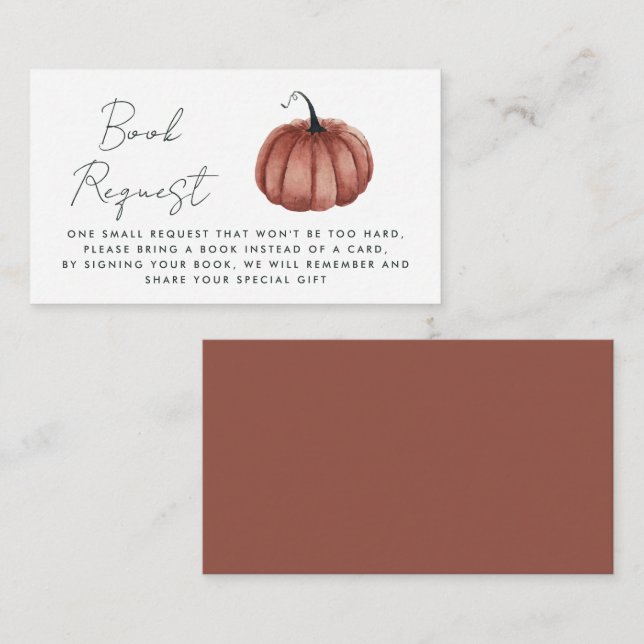 Watercolor Pumpkin Book Request  Enclosure Card (Front/Back)