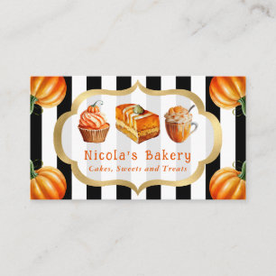 Watercolor Pumpkin Cakes and Pie Bakery  Business Card