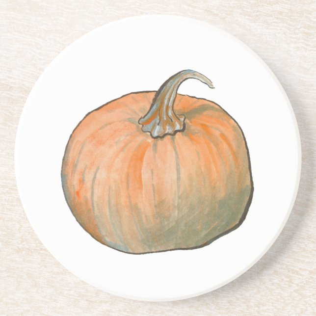 Watercolor Pumpkin Coaster (Front)