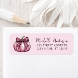  Watercolor Pumpkin Coquette Bow Return Address   