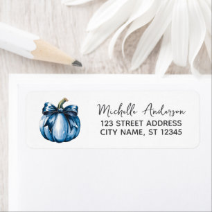  Watercolor Pumpkin Coquette Bow Return Address   