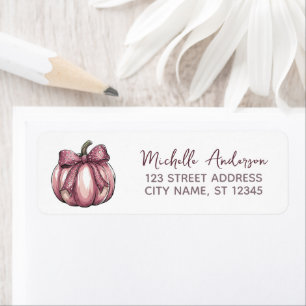  Watercolor Pumpkin Coquette Bow Return Address   