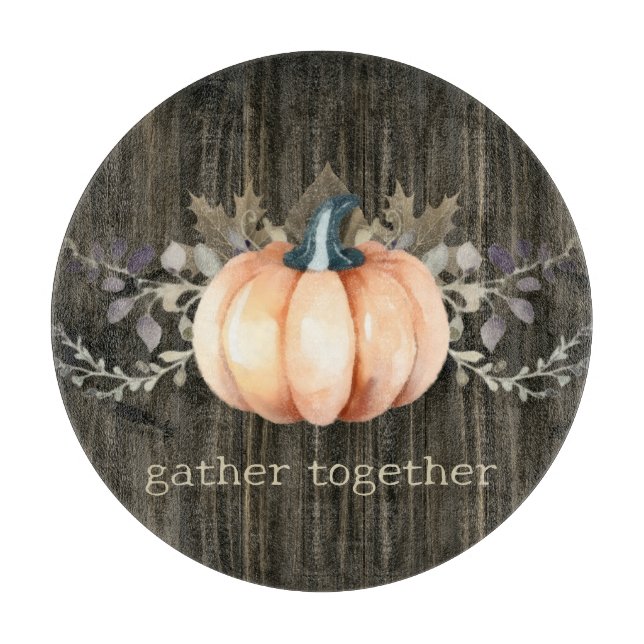Watercolor Pumpkin Cutting Board (Front)