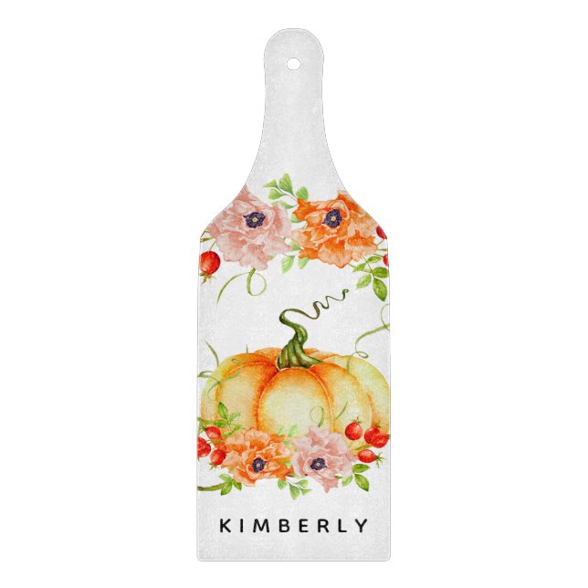 Watercolor Pumpkin Cutting Board (Front)