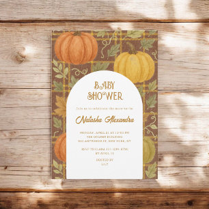 Watercolor Pumpkin Fall Autumn Floral Baby Shower  Invitation