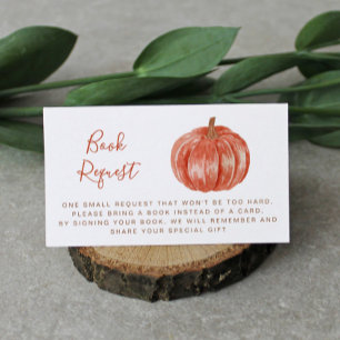 Watercolor Pumpkin Fall Baby Shower Book Request Enclosure Card