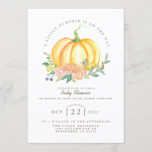 Watercolor Pumpkin Fall Baby Shower Invitation