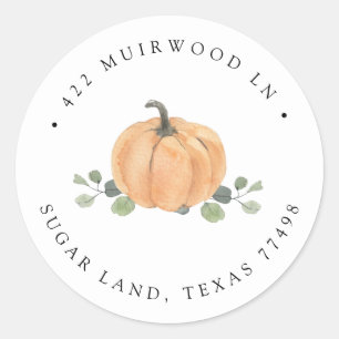 Watercolor Pumpkin Fall Classic Round Sticker