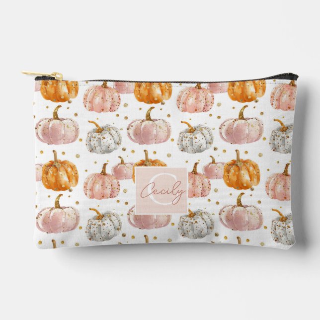 Watercolor Pumpkin Fall Pattern  Accessory Pouch (Front)