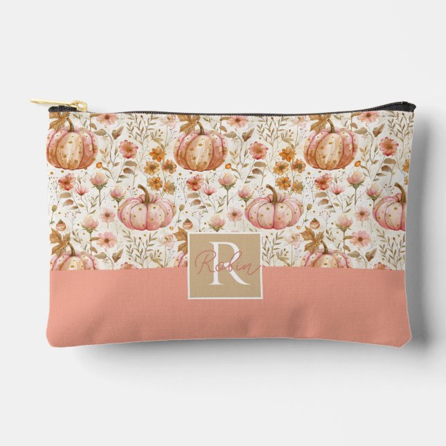 Watercolor Pumpkin Fall Pattern  Accessory Pouch (Front)