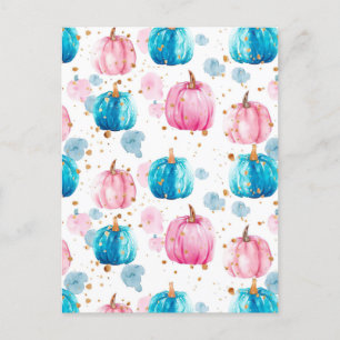 watercolor pumpkin fall pattern  postcard