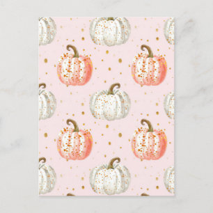 watercolor pumpkin fall pattern  postcard
