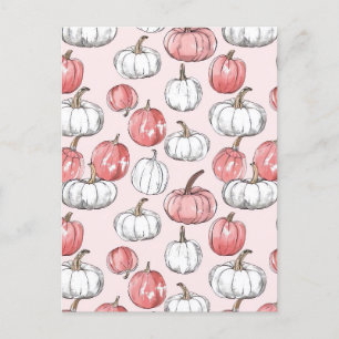 watercolor pumpkin fall pattern  postcard