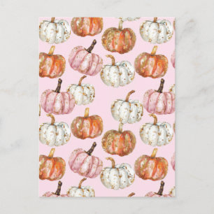 watercolor pumpkin fall pattern  postcard