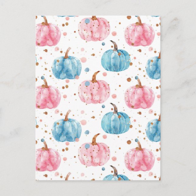 watercolor pumpkin fall pattern  postcard (Front)