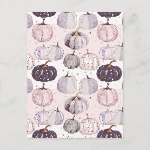 watercolor pumpkin fall pattern  postcard