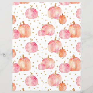 watercolor pumpkin fall pattern scrapbook paper