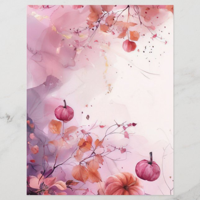 watercolor pumpkin fall pattern scrapbook paper (Front)