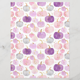 watercolor pumpkin fall pattern scrapbook paper