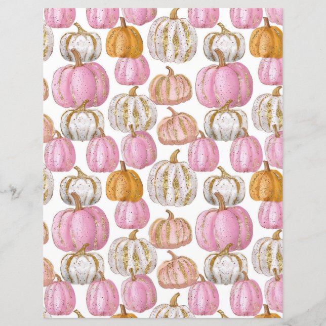 watercolor pumpkin fall pattern scrapbook paper (Front)