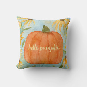 Watercolor Pumpkin Fall Pillow Autumn Pillow