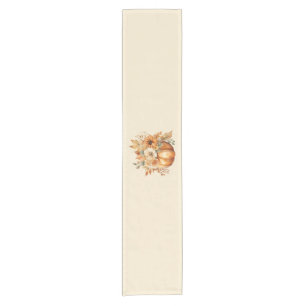Watercolor Pumpkin Floral Design- Short Table Runner
