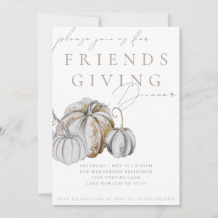 Watercolor Pumpkin Friendsgiving Dinner Invitation
