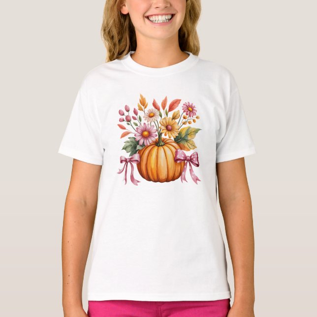 Watercolor Pumpkin Halloween T-Shirt – Cute Autumn (Front)