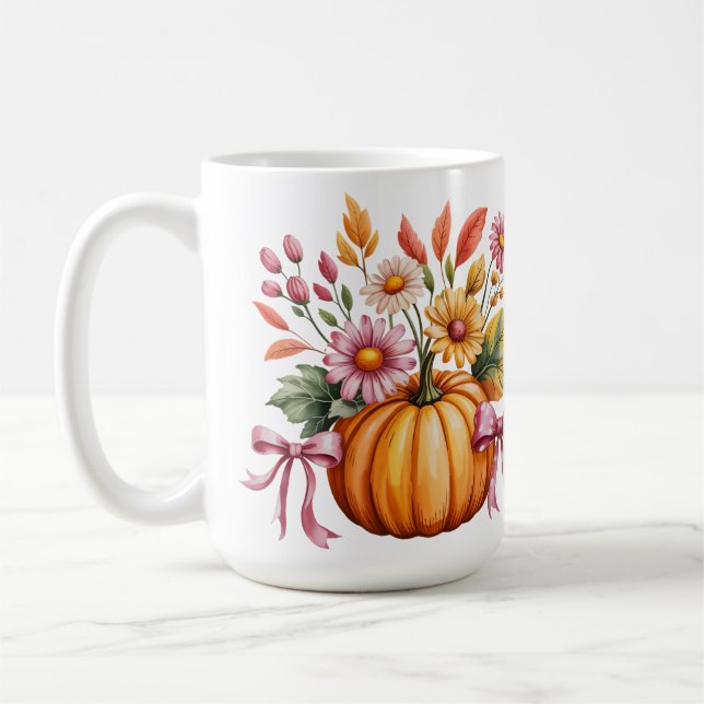 Watercolor Pumpkin Halloween T-Shirt – Cute Autumn Coffee Mug (Left)