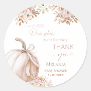    Watercolor Pumpkin is on the way  baby shower Classic Round Sticker