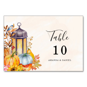 Watercolor Pumpkin Lantern Table Number