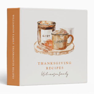 Watercolor Pumpkin Latte Thanksgiving Recipes Binder